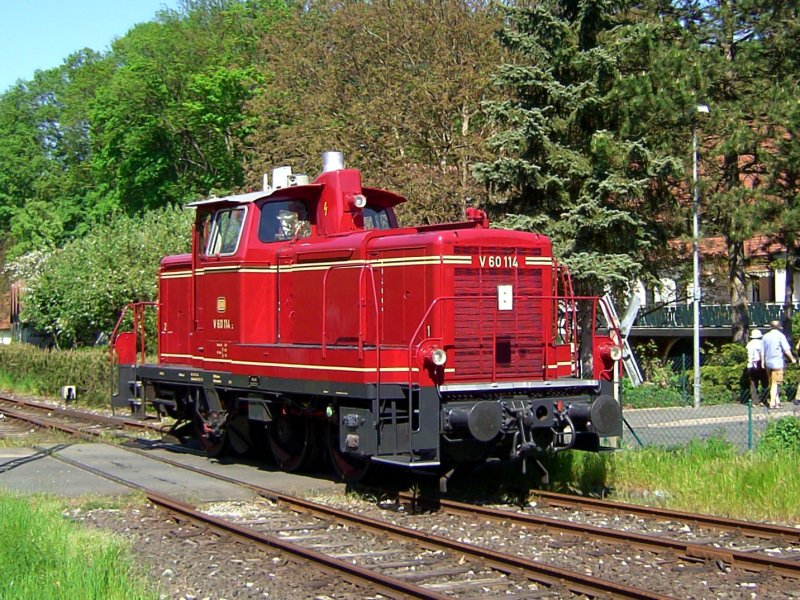 Die V 60 114 der DFS am 11.05.2008 in Bebermannstadt beim Rangieren. 