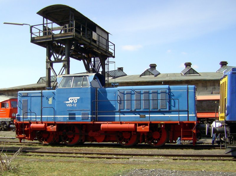 Die V 65-12 der SVG am 24.03.2008 beim Diesellok Fest im Bahnpark Augsburg. 