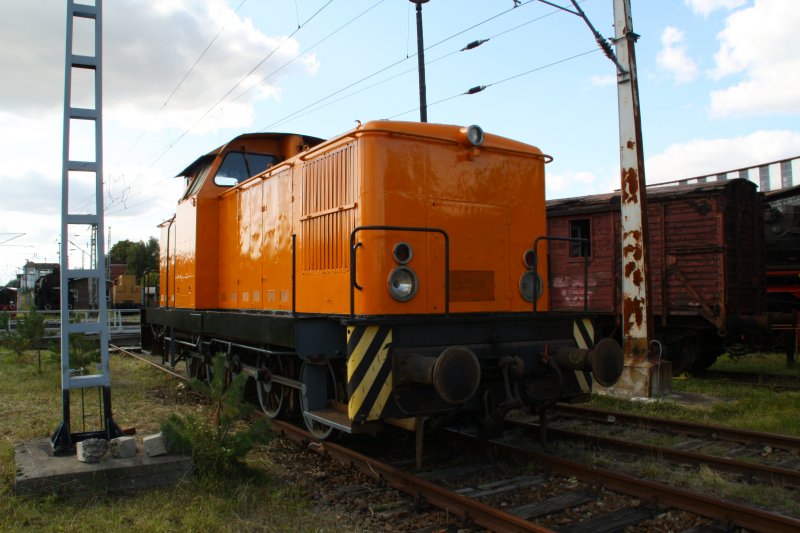 Diese userlich aufgearbeitete V 60 stand am 12.09.09 im ehemaligen BW Falkenberg oberer Bahnhof. Die Sammlung ist nur an wenigen Wochenenden im Jahr zugnglich, hier soll aber in naher Zukunft ein Eisenbahnmuseum entstehen. 