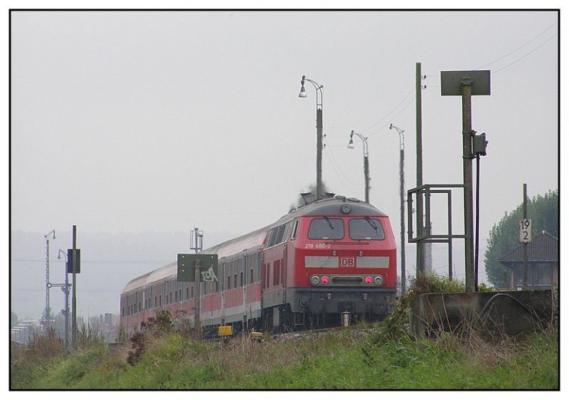 Eine 218 in Sinsheim.