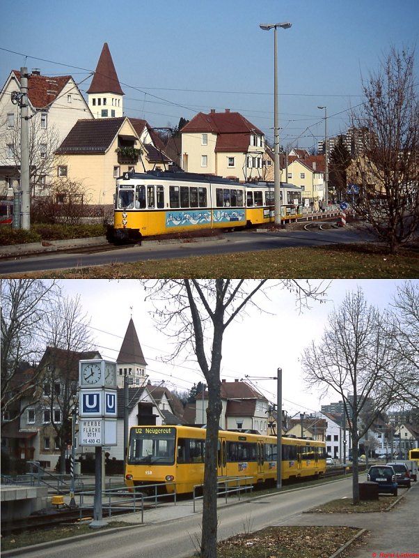 Einst Jetzt In Stuttgart Botnang Oben Fahrt Ein Zug Der Linie 4 Am 01 05 1993 In Die Endschleife Ein Unten Verlasst Ein Zug Der Bahnbilder De