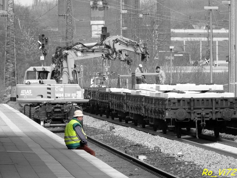 Gleisbauarbeiten im Bochumer Hbf. 25.04.2008.