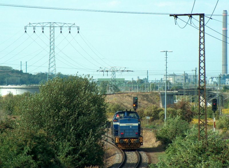 InfraLeuna 131 auf der Fahrt in den Chemiepark Leuna; 02.09.2008