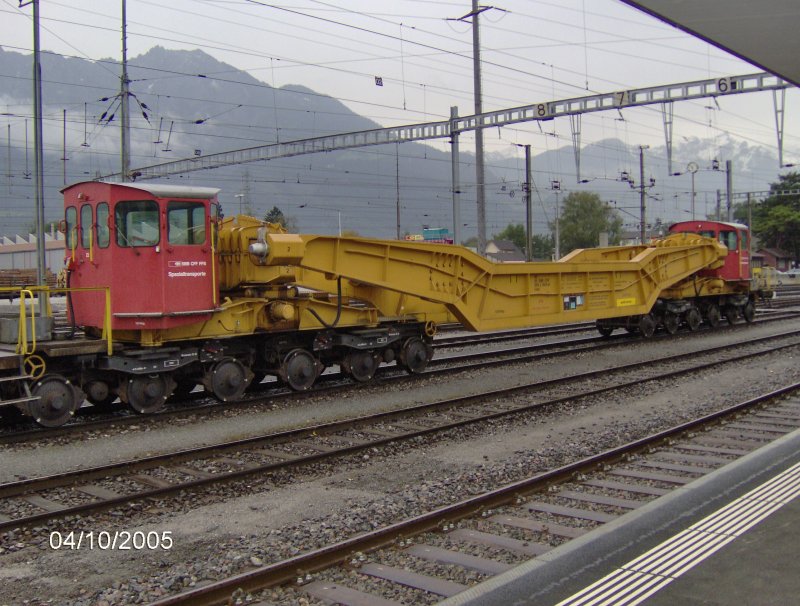 SBB Transformatortransportwagen aufgenommen am 04.10.2005 im Bahnhof Buchs St. Gallen