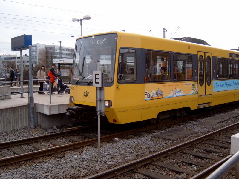 Stuttgarter Stadtbahn der Linie U1. Aufgenommen im Bahnhof Stuttgart-Vaihingen.