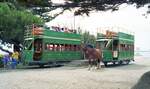 Victor Harbor Horse Tram__South Australia__Zwei Pferdebahnen an der Abfahrtstelle.__08-01-1989