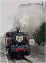 Die 50 jhrige polnische TKh 5387 dampft auf dem Teilstck der alten Eisenbahnlinie Brgge - Gent, der heutigen Museumsstrecke Maldegem - Eeklo. 01.05.09 (Jeanny)