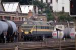 Diesellok SNCB 6065 dient am 9.8.1993  im Bahnbetriebswerk Gouvy bereits als Ersatzteilspender.