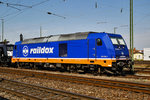 Raildox Diesellok 076 109-2 steht abgestellt im Bahnhof Plattling.Bild vom 10.9.2016
