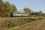 Lineas 2134 und 2149 ziehen gemeinsam einen Brammenzug durch Lummen-Linkhout Richtung Diest.