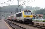 3019 erreicht mit einem Zug aus Belgien den Bhf von Troisvierges. 04.06.2004