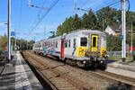 SNCB 066 642 hält in Hergenrath auf seiner Fahrt von Aachen Hbf nach Spa-Géronstère. (17.10.2023)