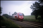 Im letzten Tageslicht kam am 24.6.1998 bisher einmalig ein Thalys über die  Rollbahn .