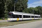 Straßenbahn (Tram) Belgien / Kusttram: Siemens MGT6-1 - Wagen 7269  HermeLijn  von De Lijn, aufgenommen im Juli 2019 im Stadtgebiet von Knokke-Heist.