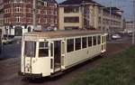 Nur noch als Arbeitsfahrzeuge wurden die Zweirichtungstriebwagen der Serie N im Frühjahr 1979 eingesetzt, wie hier die Nr. 9097 am Bahnhof Oostende (Anmerkung: ungefähre Positionsangabe)