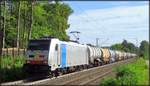 Railpool 186 258-0 zieht ihren Kesselwagenzug hinauf zum Gemmenicher Tunnel. Hier zu sehen auf der Montzenroute unweit vom Dreiländereck bei Aachen. Datiert vom 31.Juli 2018.