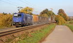 186 269-7 von Rhenus-Logistik kommt mit viel Sand aus Richtung Aachen-West und fährt die Gemmenicher-Rampe hoch mit einem GTS-Containerzug aus Piacenza(I) nach Zeebrugge-Ramskapelle(B) und