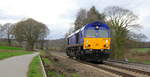 Die Class 66 653-03 von HSL-Belgium kommt als Lokzug aus Montzen(B) nach Aachen-West(D) und fährt die Gemmenicher-Rampe herunter nach Aachen-West.