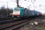 Die Cobra 2810 fhrt mit einem gemischten LKW-Zug von Aachen-West nach Montzen/Belgien.