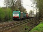 Cobra 186 225 (2833) zieht am 06.04.2011 einen nur teilweise beladenen Containerzug die Rampe von Aachen West zum Gemmenicher Tunnel hoch.