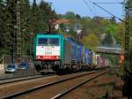 Cobra 186 196 (2804) zieht am 09.04.2011 einen Containerzug von Aachen West ber die Rampe zum Gemmenicher Tunnel nach Belgien.