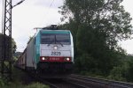 Hupend kommt die Cobra 2829 mit einem Autoleerzug aus Montzen/Belgien fhrt in Richtung Aachen-West runter bei Sonne.