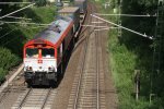 Die Class 66 PB12  Marleen  von Crossrail kommt mit LKW-Walter-Zug von Aachen-West und  fhrt in den Gemmenicher Tunnel rein bei Sonne.