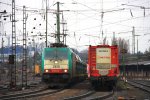 Die Cobra 2810 steht  mit in Aachen-West einem  Kalkleerzug und wartet auf Abfahrt nach Belgien am 21.1.2012.