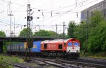 Die Class 66 PB12  Marleen  von Crossrail kommt mit einem Bulkhaul-Ganzzug aus Zeebrugge-Ramskapelle(B) nach  Melzo(I) und fhrt in Aachen-West ein bei Wolken am 15.5.2012.