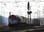 Die Class 66 DE6301  Debora  von Crossrail fhrt mit viel Qualm in Aachen-West ab.Sie zieht einen Containerzug in Richtung Belgien bei Sommerwetter am 25.5.2012