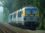 Nachschu auf einen Lz am 23.05.2012, Cobra 186 204 (2816) zieht drei neue belgische Siemens Eurosprinter (1877, 1889 und 1861) auf der Rampe der Montzenroute von Aachen West nach Belgien.