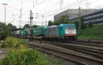 Die Cobra 2807 kommt mit einem italienischen Glastransporterzug aus Charleroi Dry Port(B) nach Dresden-Friedrichstadt(D) und fhrt in Aachen-West ein bei Wolken am 2.9.2012.