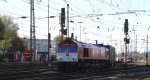 Die Class 66 DE6314  Hanna  von Crossrail fhrt mit einem P&O Ferrymasters Containerzug aus Gallarate(I) nach Muizen(B) bei der Ausfahrt von Aachen-West in Richtung Montzen/Belgien bei schenm