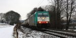 Die Cobra 2812  kommt die Gemmenicher-Rampe herunter nach Aachen-West  mit einem Kesselzug aus Antwerpen-Rhodesie(B) nach Schwedt(Oder)  Aufgenommen am Gemmenicher-Weg bei Schnee am 18.1.2013.