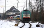 Ein Nachschuss von der Cobra 2841 rangiert in Aachen-West und im Hintergrund stehen zwei Class 66 PB14 von Railtraxx BVBA ,  und DE6311   Hanna  von Crossrail auf dem abstellgleis in Aachen-West bei