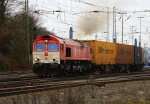 Nochmal die Class 66 DE6302  Federica  von Crossrail fhrt mit viel viel Qualm mit einem P&O Ferrymasters Containerzug aus Gallarate(I) nach Zeebrugge(B) bei der Ausfahrt von Aachen-West und fhrt in