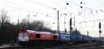 Die Class 66 DE6312  Alix  von Crossrail fhrt mit einem langen KLV-TTS-Zug aus Piacenza(I) nach Bierset-Awans(B) bei der Ausfahrt aus Aachen-West und fhrt in Richtung Montzen/Belgien in der