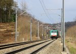 Ein Nachschuss von der Cobra 2841 fhrt als Lokzug aus Rictung Montzen-Gare(B) und fhrt in Richtung Aachen-West bei Sonnenschein am 19.4.2013.