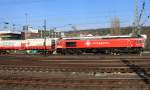 Die Class 66 DE6311  Hanna  von Crossrail fährt viel Dieselpower mit einem langen Containerzug aus Segrate(I) nach Zeebrugge-Ramskapelle(B) bei der Ausfahrt aus Aachen-West und fährt in