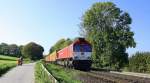 Die Class 66 DE6310  Griet  von Crossrail kommt die Gemmenicher-Rampe herunter nach Aachen-West mit einem langen P&O Ferrymasters Containerzug aus Zeebrugge(B) nach Gallarate(I).