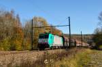 Herbstliche Farben umgaben Cobra-Lok 2839, als ich sie am 13/11/2014 auf der Montzenroute kurz hinter dem Viadukt vom Remersdael ablichtete.