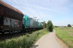 Ein Bilck auf zwei Cobra 2843 und 2824 sie kommen die Gemmenicher-Rampe hinunter nach Aachen-West mit einem Kalkzug aus Yves-Gomezée(B) nach Millingen und fahren die Rampe nach Aachen-West