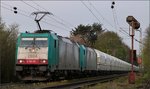 Zwei belgische Cobras (E-186) befördern einen langen Kalkzug die Rampe hinauf zum Gemmenicher Tunnel.