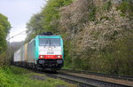 Die Cobra 2838 kommt die Gemmenicher-Rampe herunter nach Aachen-West mit einem Containerzug aus Genk-Zuid Haven(B) nach Novara(I).