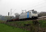 186 291-1 von Lineas/Railpool kommt die Gemmenicher-Rampe herunter nach Aachen-West mit einem gemischten Güterzug aus Antwerpen-Noord(B) nach Köln-Gremberg(D). 
Aufgenommen von einem Weg in Reinartzkehl. 
Am Nachmittag vom 9.4.2019.