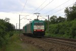 Zwei Cobra 2824 und 2807 kommen als Lokzug aus Richtung Montzen(B) und fahren nach Aachen-West bei Sommerwetter mit Wolken. Aufgenommen an der Montzenroute bei  Moresnet-Chapelle(B) am 30.6.2012.
