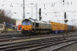 Die Class 66 DE6306 von DLC Railways fhrt mit einem P&O Ferrymasters Containerzug von Aachen-West nach Muizen(B) bei Wolken am 4.3.2012.
Und das ist mein 800tes bei Bahnbilder.