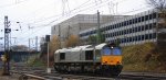 Die Class 66 DE6307 von DLC Railways kommt als Lokzug aus Montzen-Gare(B) und fhrt in Aachen-West ein bei Kalten 3 Grad am 2.12.2012.