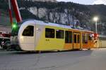 Der zweite Zugteil des dritten Zuges Be 4/6 103 'Jungfrau' der am 21.10.24 auf dem Bahbhifplatz von Lauterbunnen steht.