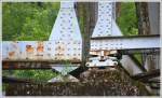 Brckenlager der grossen Fachwerkbrcke in Kulen Vakuf auf der Una-Linie, gesehen auf der 10.Jubilumsfahrt des Rotary Club Bihać.